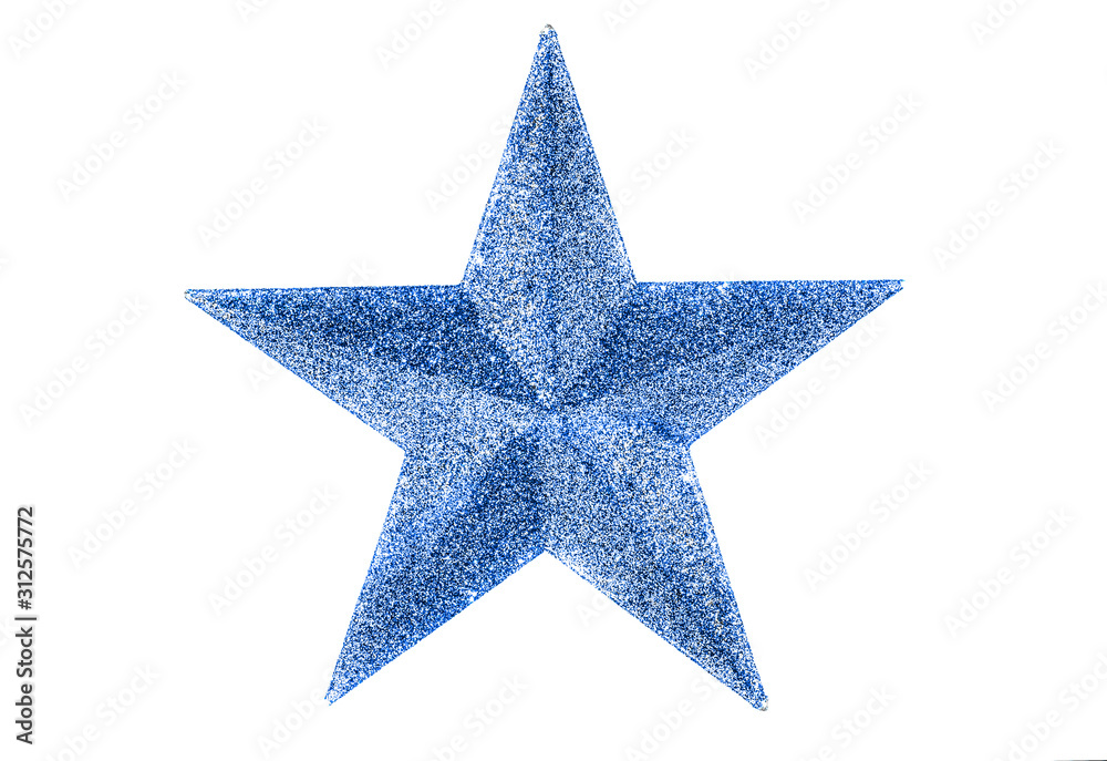 Blue christmas star isolated on white background. Decoration for the xmas tree. The top for the Christmas tree. Classic blue color, trend of the year. Blue christmas star isolated on white background. Decoration for the xmas tree. The top for the Christmas tree. Classic blue color, trend of the year.