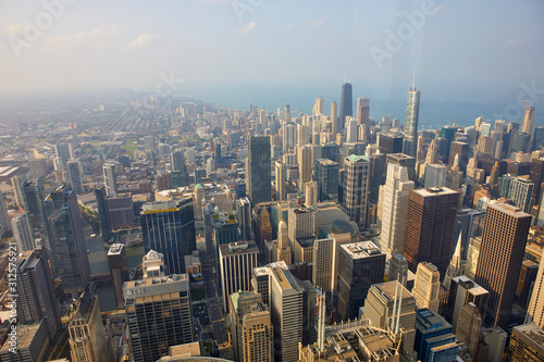 Elevated view of Chicago seen from Skydeck  Chicago  Illinois  United States