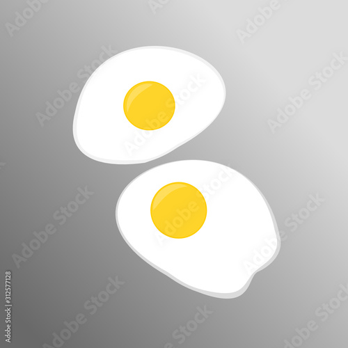 Two eggs fried on grey background vector illustration. photo