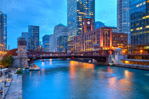 Reid Murdoch Building and Clark Street Bridge over Chicago River, Chicago, Illinois, United States photo