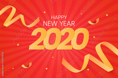 Happy 2020 New Year | Ribbons Vector 
