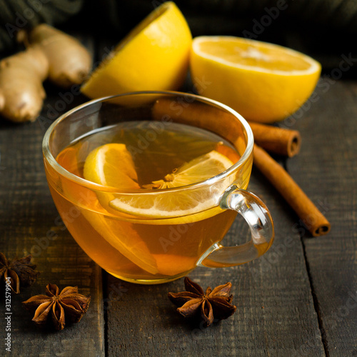 health medicine coziness warm spices cinnamon honey lemon ginger tea winter mulled wine