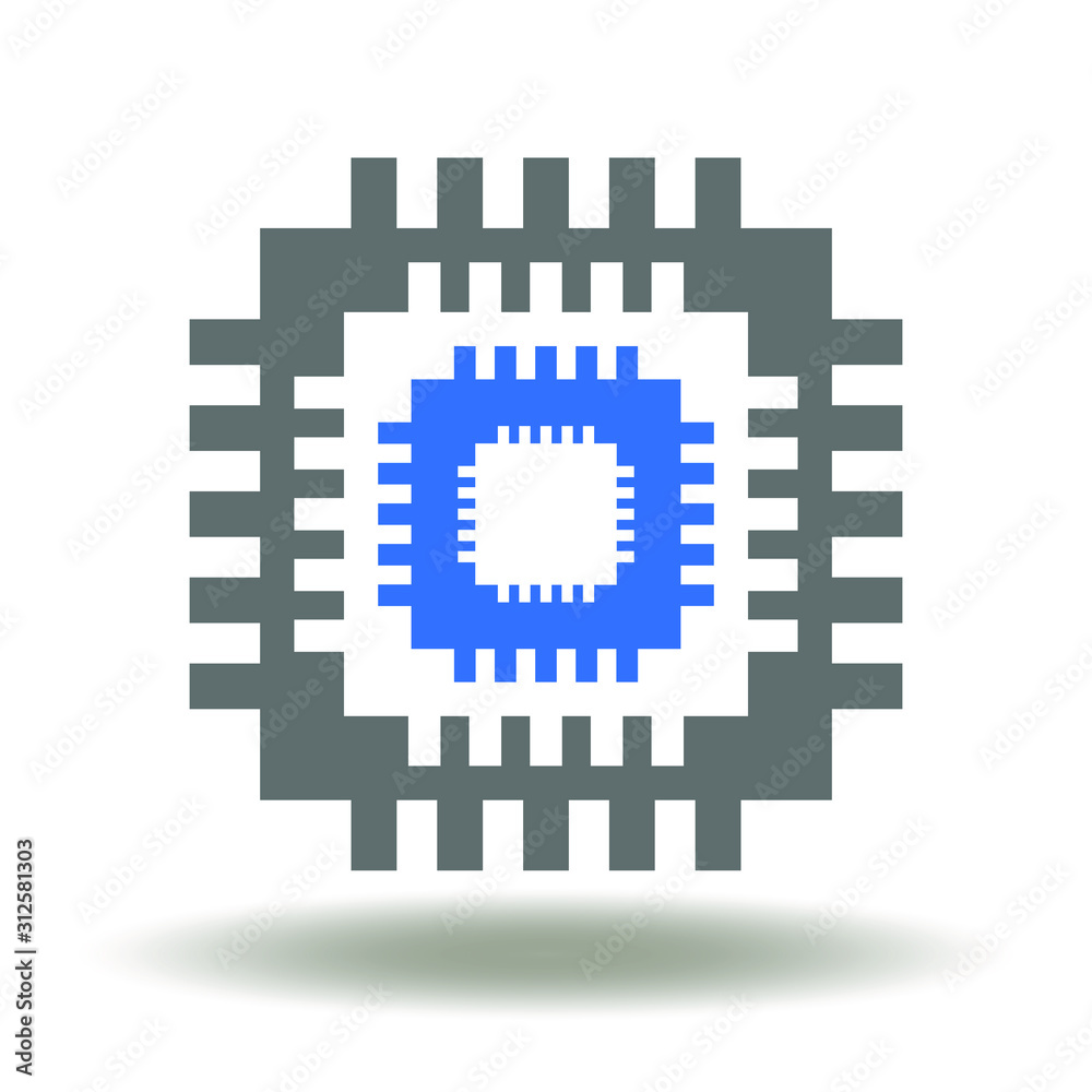 Microchip icon vector. Nano multilayer structure processor illustration. Micro CPU sign. Circuit logo. Microchip icon vector. Nano multilayer structure processor illustration. Micro CPU sign. Circuit logo.