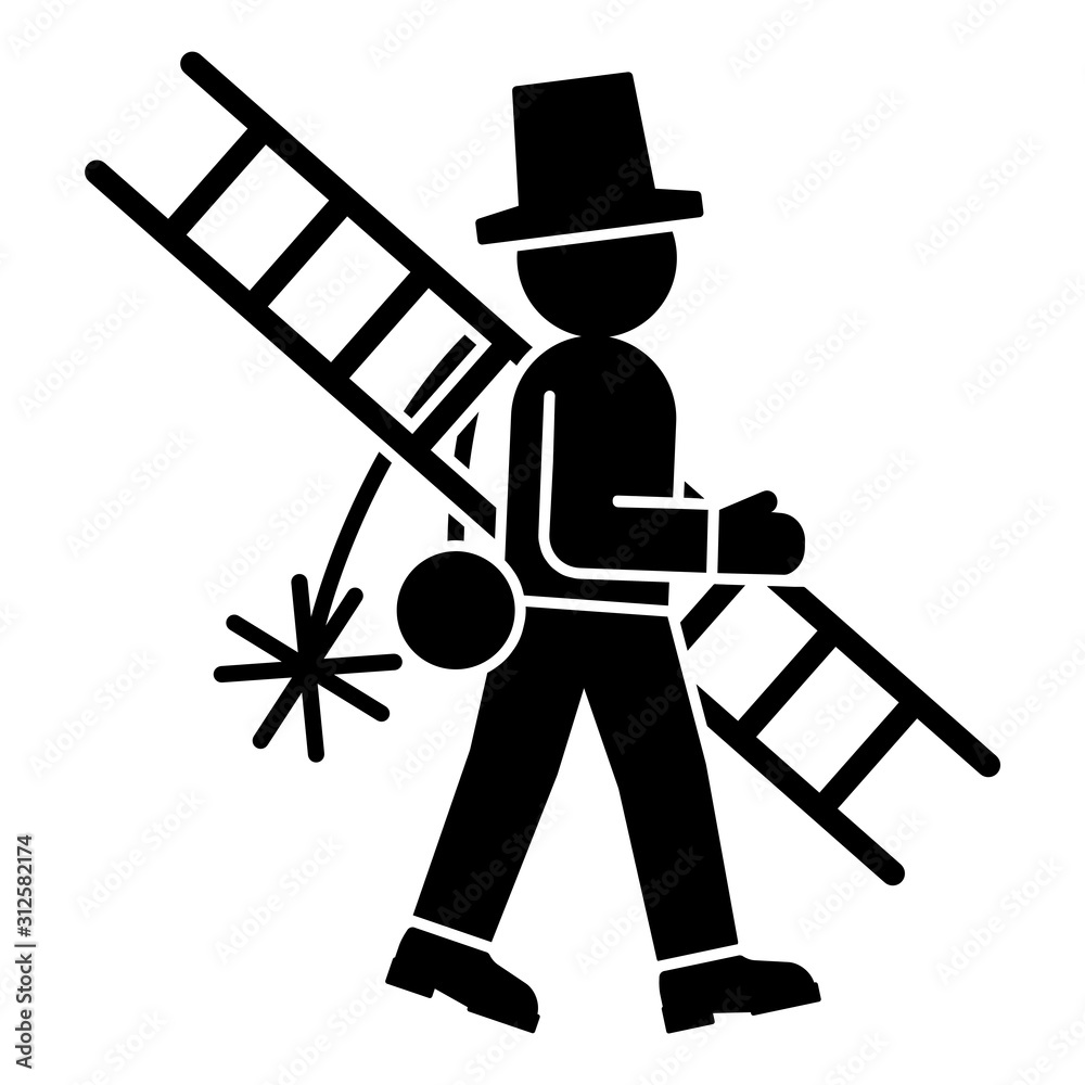 gz649 GrafikZeichnung - german - Schornsteinfeger Symbol - english -  chimney sweep icon. simple template - square - poster xxl g8873 Stock  Illustration | Adobe Stock