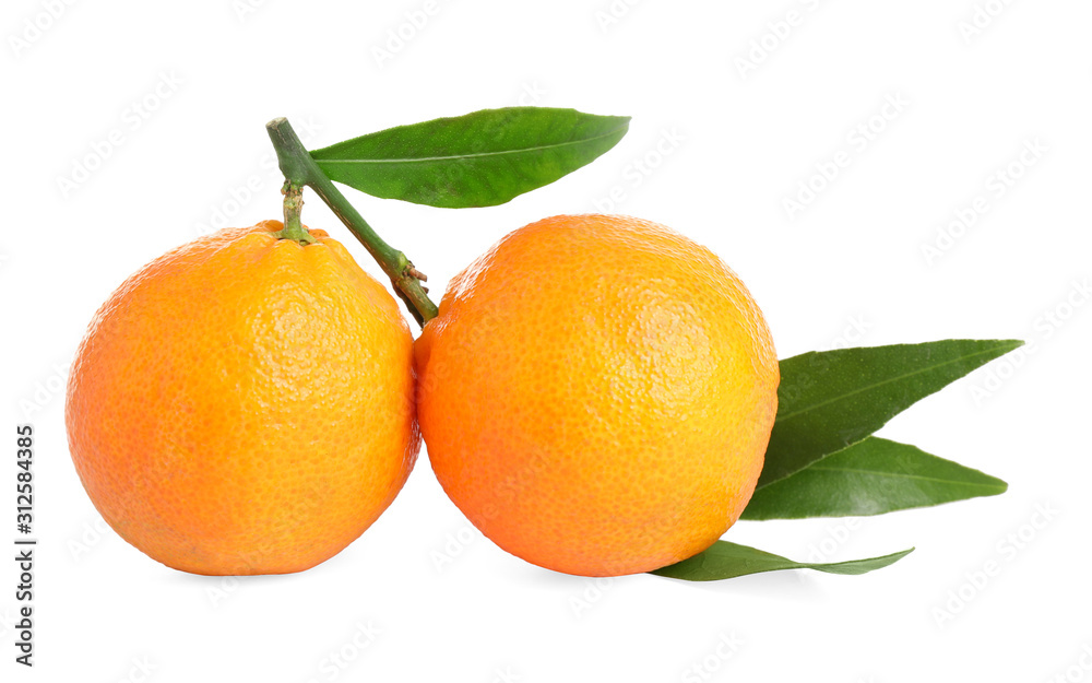 Fresh ripe juicy tangerines isolated on white Fresh ripe juicy tangerines isolated on white