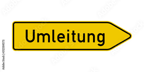 Foto Right detour road sign in German language