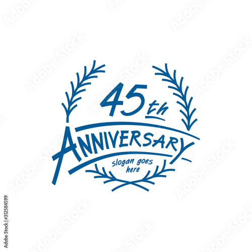 45 years design template. Forty fifth years logo. Vector and illustration. 