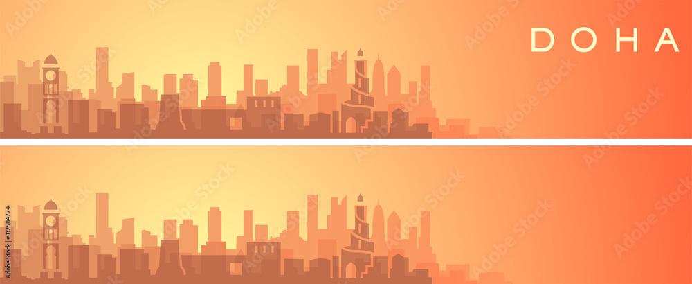Doha Beautiful Skyline Scenery Banner
