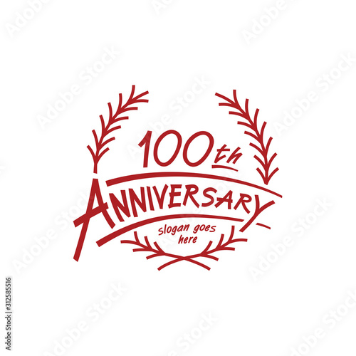 100 years design template. One hundredth years logo. Vector and illustration. 