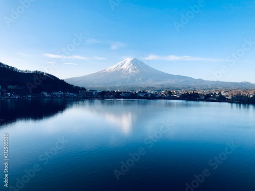 mt fuji and lake