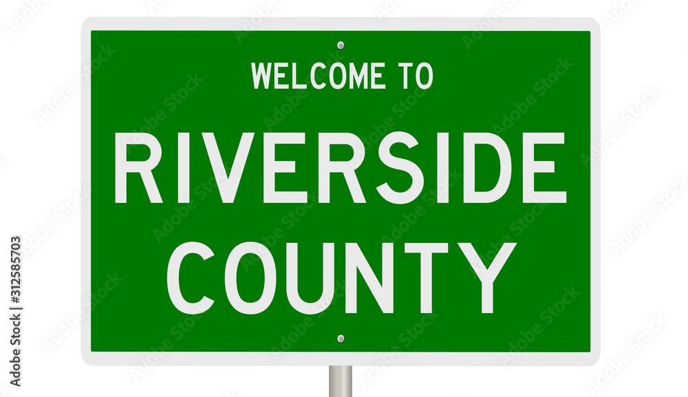 Rendering of a green 3d highway sign for Riverside County