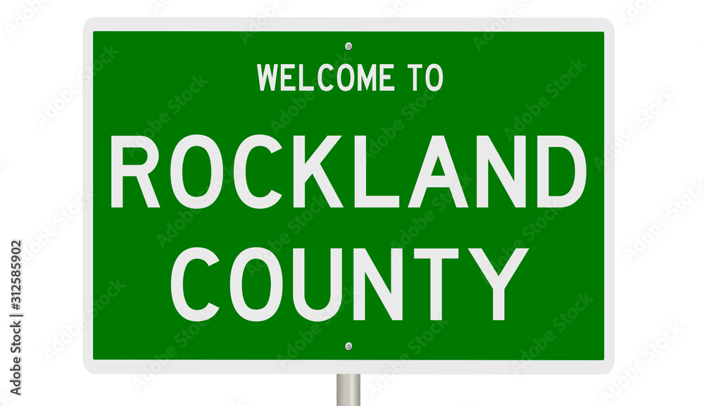 Rendering of a green 3d highway sign for Rockland County