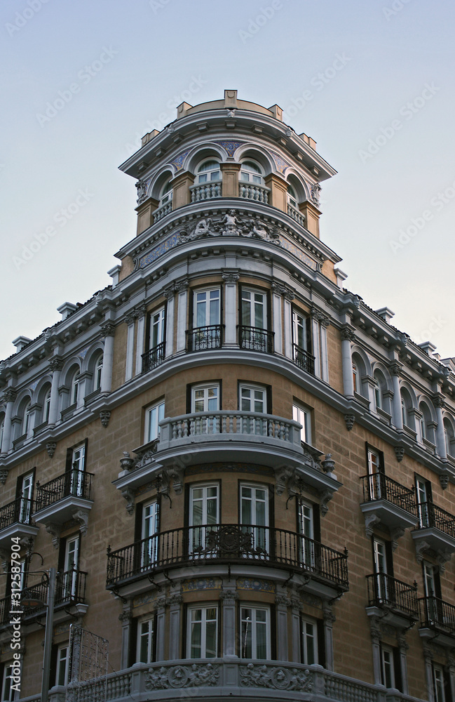 Urban building in the city of Madrid, Spain. Europe