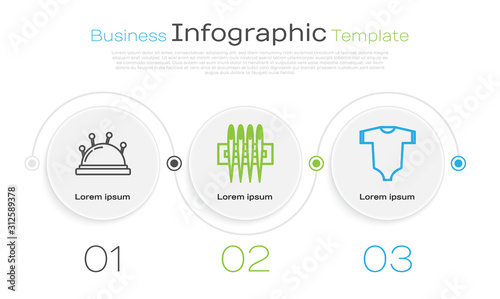 Set line Needle bed and needles, Needle for sewing and Baby clothes. Business infographic template. Vector