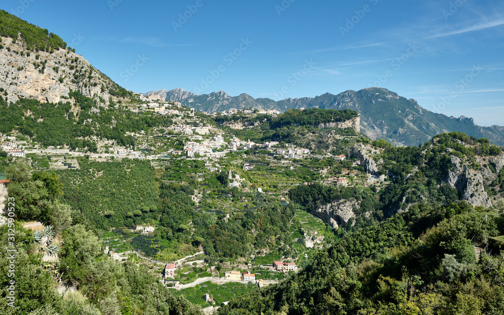 The village of Pontone on the hills above Amalfi, Italy