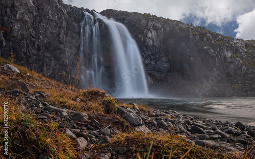 Beautiful little waterfall Fossa, Reykjarfjordurin Iceland. September 2019 photo