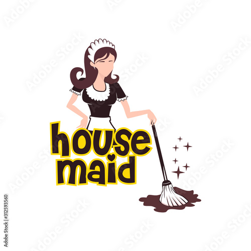Housemaid Logo Stock Vector Illustration. unique maid logo. cleaning service. house maid. vector illustration