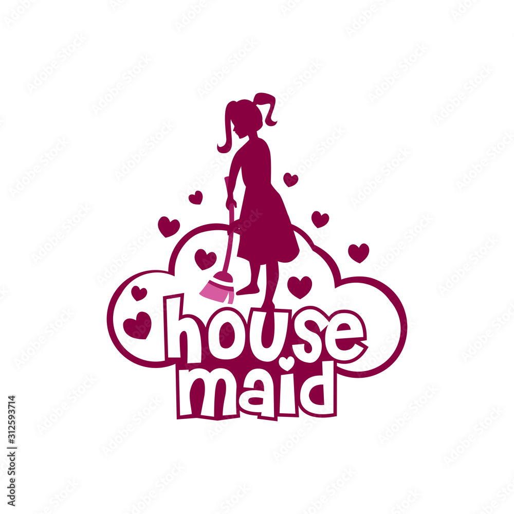 Housemaid Logo Stock Vector Illustration. unique maid logo. cleaning