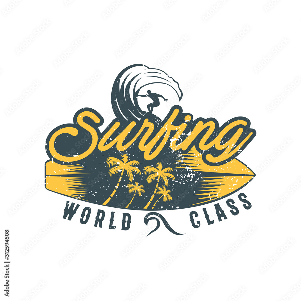 Obraz premium Vintage Surfing Graphics and retro logo vector illustration