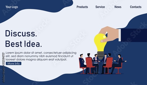 Business team meeting search new idea. Business Landing Page Template.