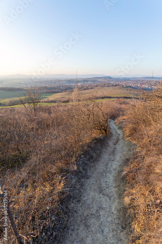 View of the mountains of Buda from Mogyorod photo