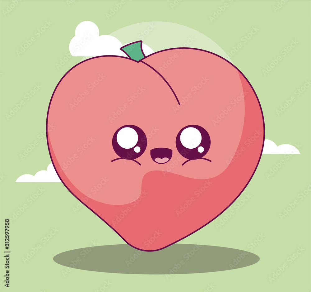 kawaii peach cartoon vector design kawaii peach cartoon vector design
