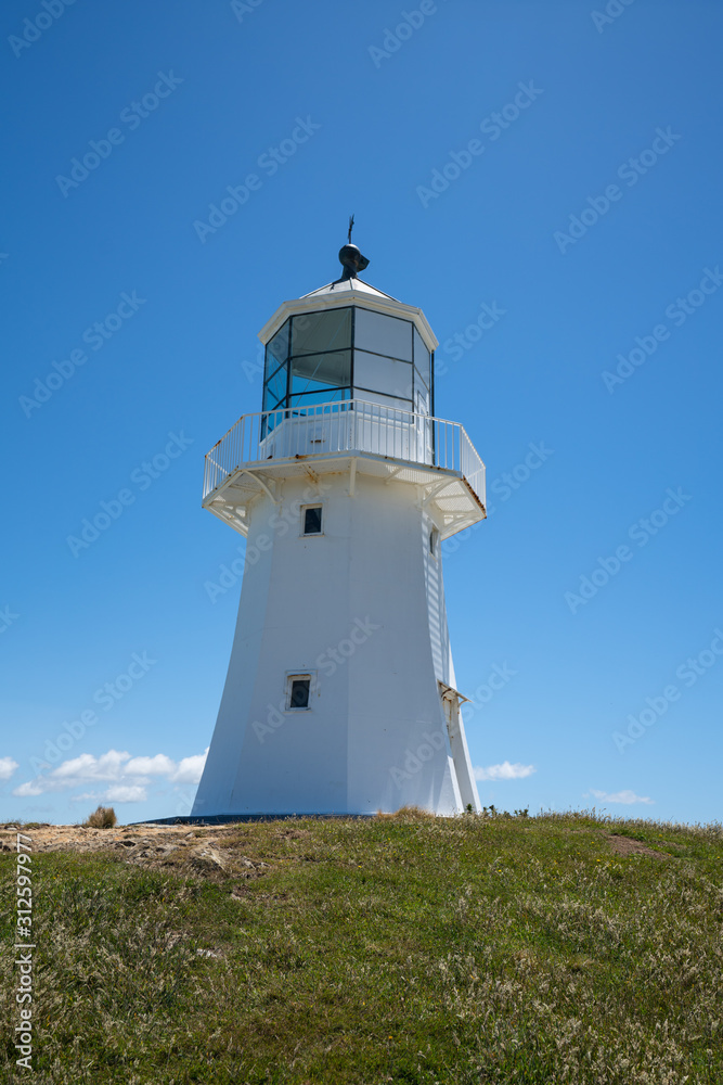 Pencarrow Lighthouse on Wellington's South Coast in New Zealand