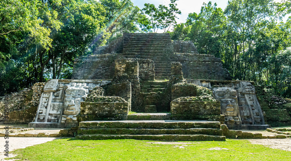 Lamanai archaeological reserve mayan Mast Temple in Belize