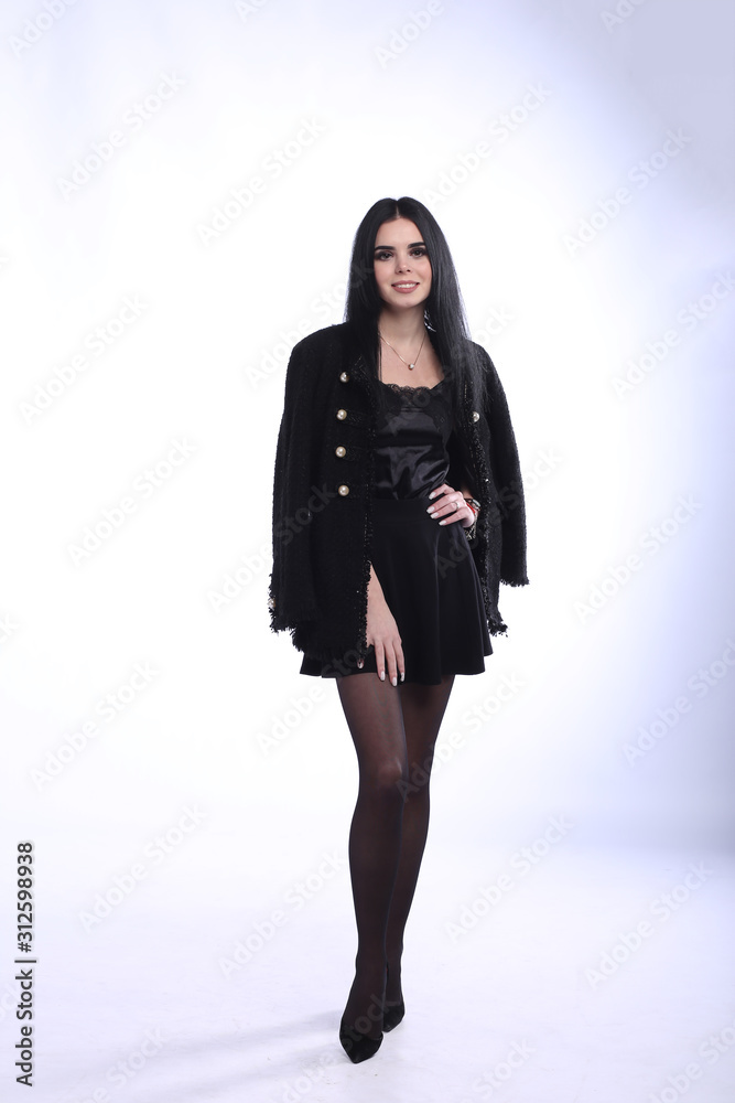 Beautiful brunette girl in black jacket Beautiful brunette girl in black jacket