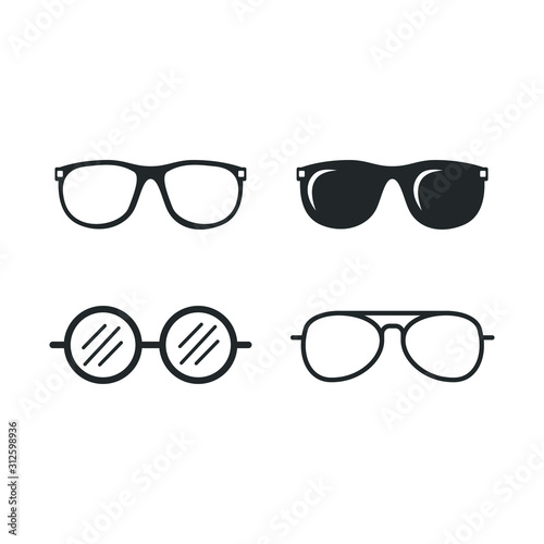 Glasses black silhouette icon template color editable. Glasses symbol vector sign isolated on white background illustration for graphic and web design.