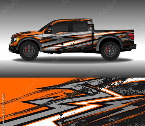 Wrap car decal design vector, custom livery race rally car vehicle sticker and tinting. photo