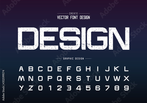 Naklejka Texture font and alphabet vector, Rough design typeface letter and number