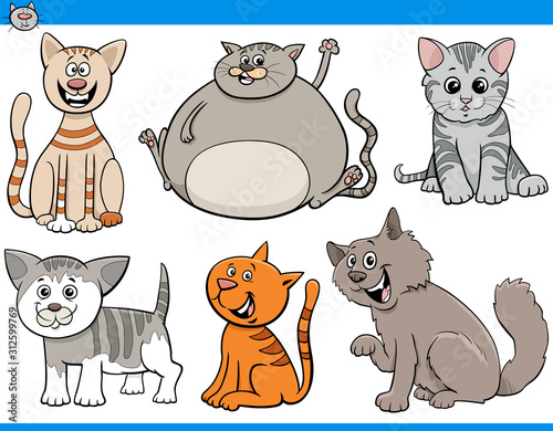 funny cartoon cats and kittens characters set