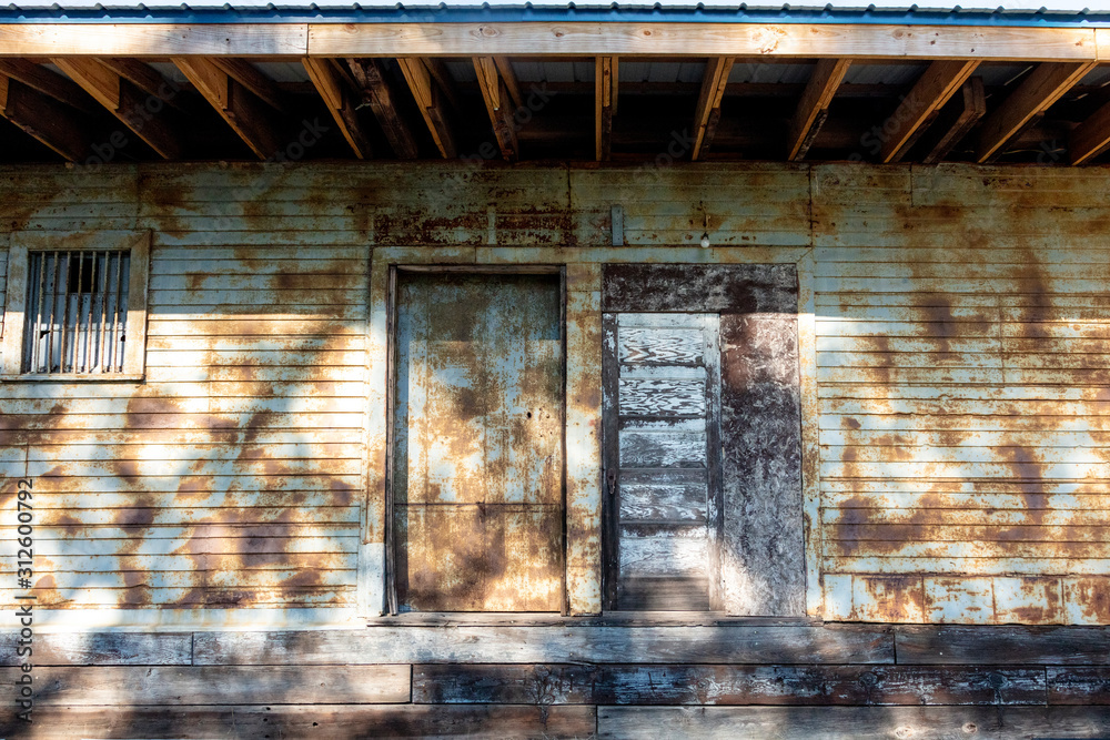 Fototapeta premium Rusted Train Depot Rural South Georgia