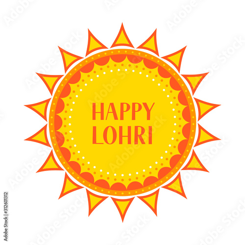 Happy Lohri vector illustration. Traditional Indian festival of winter solstice. Hindu celebration poster. Easy to edit  template for greeting card, party invitation, banner, flyer.