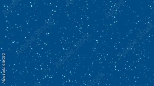Shiny particles on classic blue background. Color of 2020 year. Lights flare abstract vector illustration. Explosion sparkle in space. Luxury backdrop for your designs.