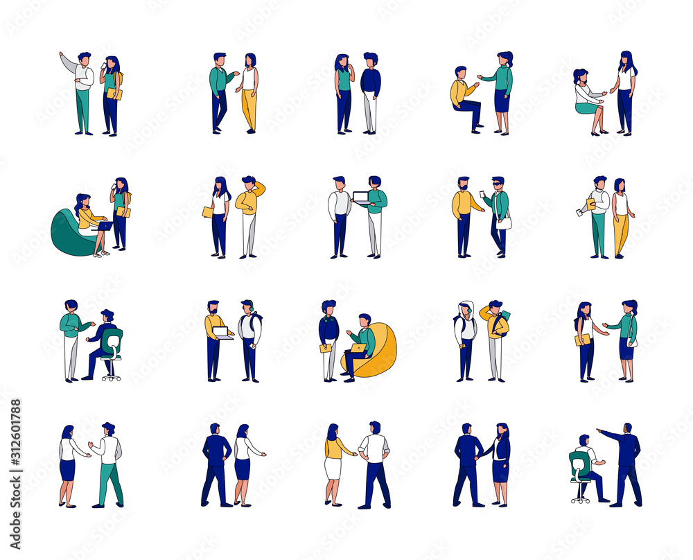 Isolated set of businesspeople and students vector design Isolated set of businesspeople and students vector design