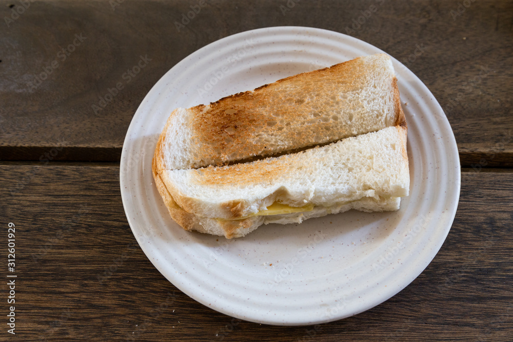 Toast bread with butter kaya, popular breakfast among Malaysian Toast bread with butter kaya, popular breakfast among Malaysian