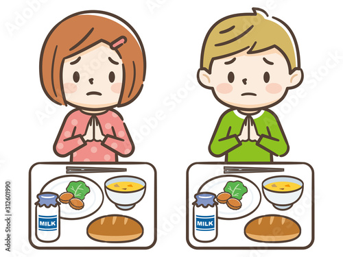 給食　子供　貧相