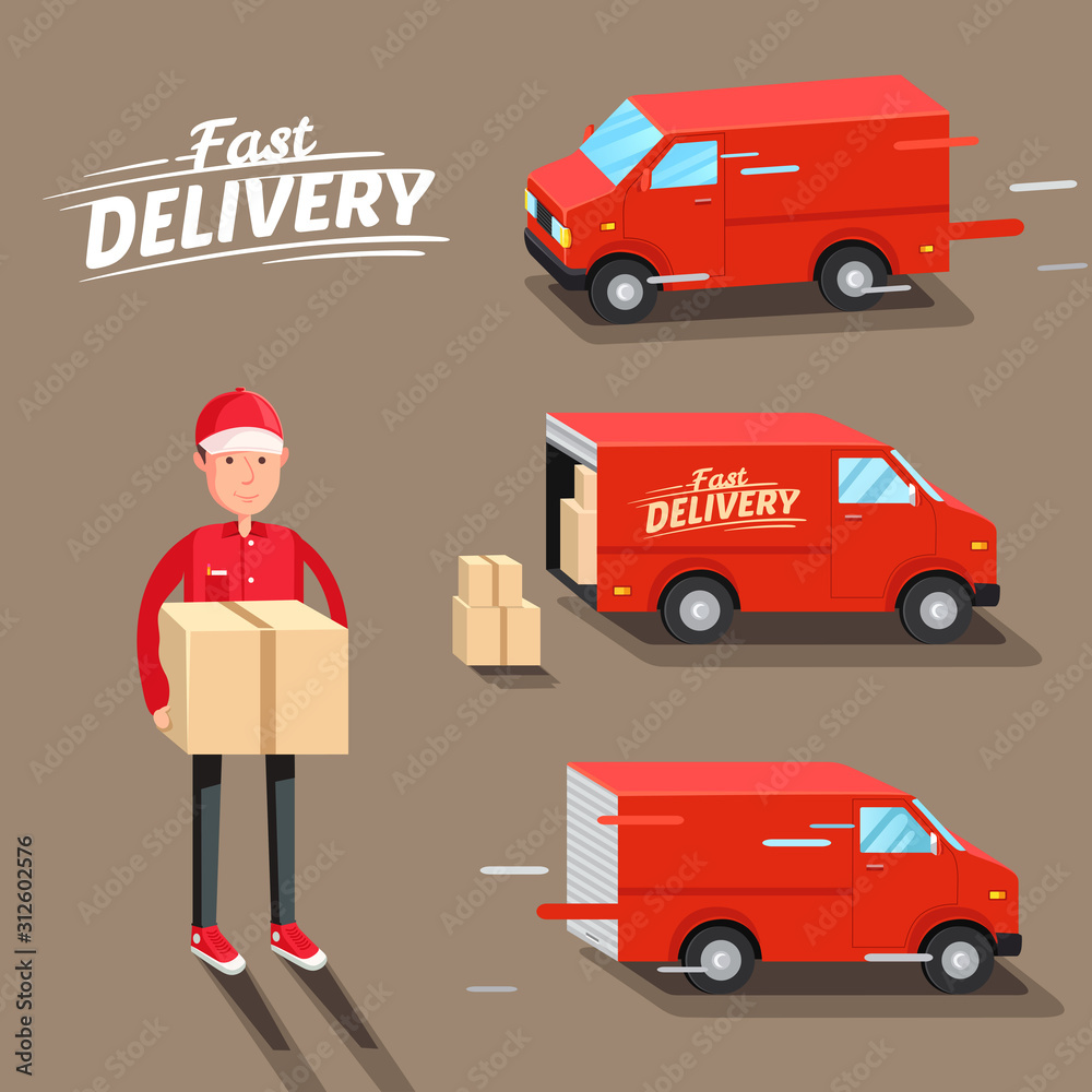 Fast Delivery Illustrated Vector Set Fast Delivery Illustrated Vector Set