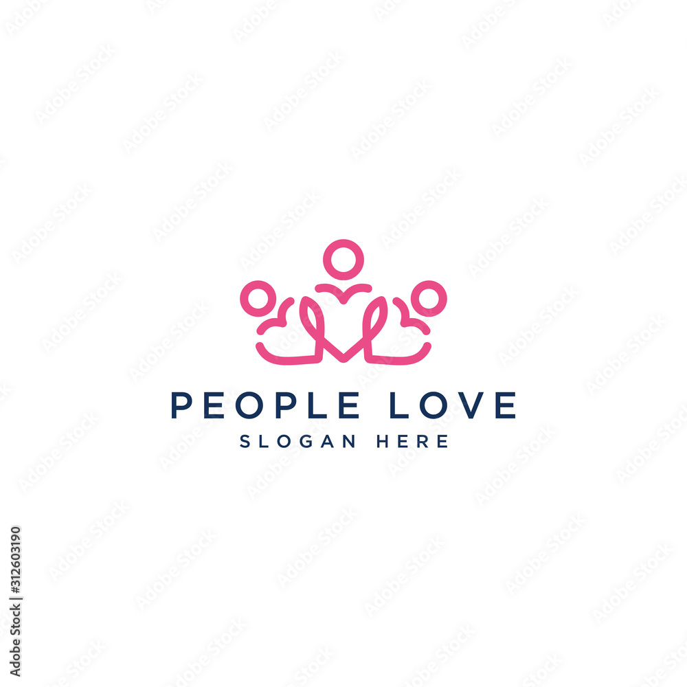 Community or person design logo with heart