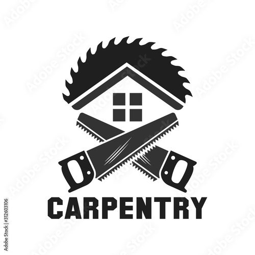 Carpentry, woodworking retro vintage logo design