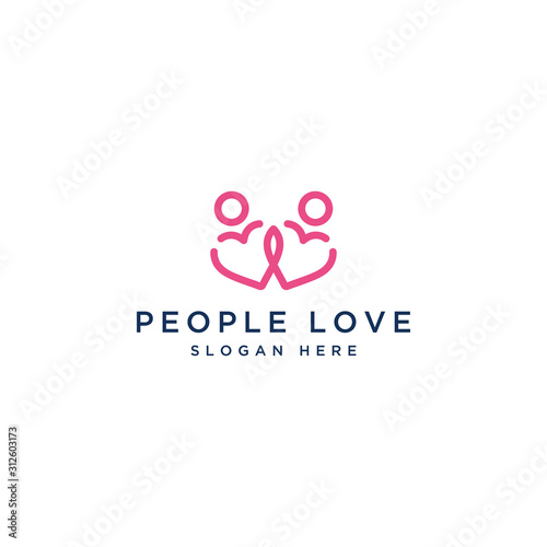 Community or person design logo with heart