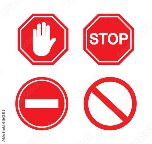 Traffic sign stop set. Vector illustration.
