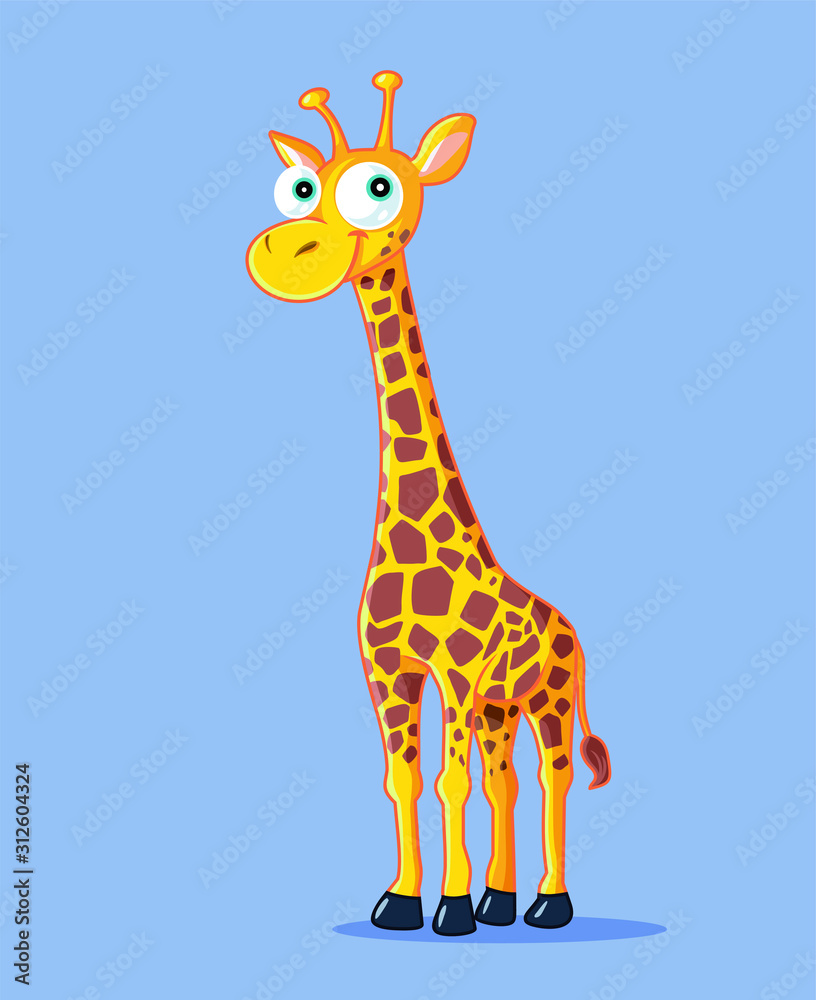 Fototapeta premium Funny Giraffe Vector Cartoon Illustration