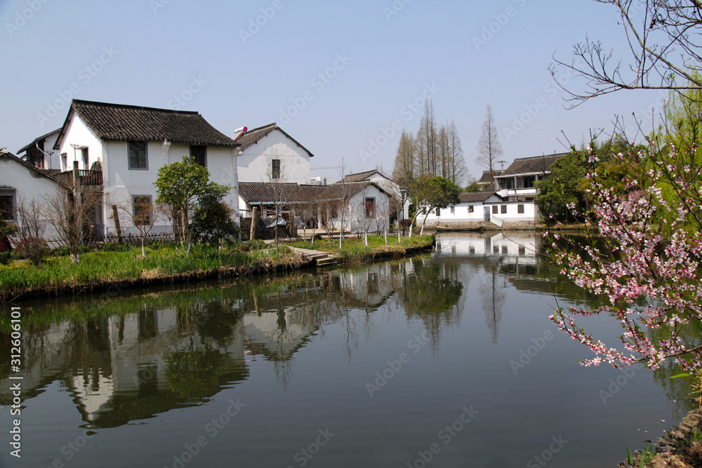 Spring scenery of the ancient canal in Jiangnan, China