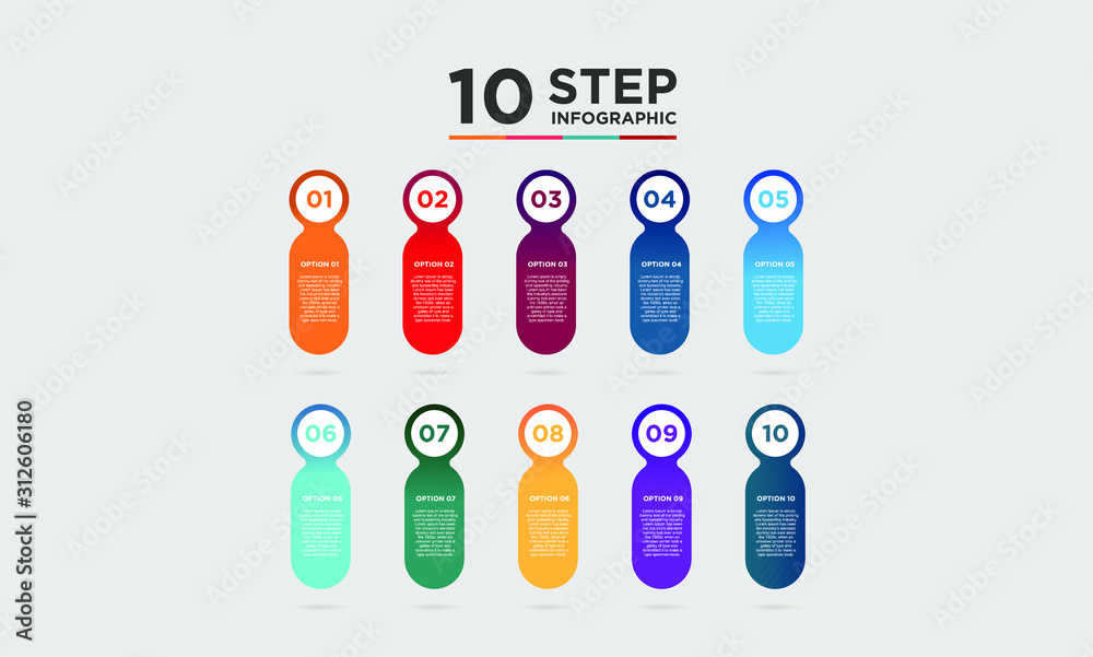 10 step infographic element. Business concept with ten options and number, steps or processes. data visualization. Vector illustration. 10 step infographic element. Business concept with ten options and number, steps or processes. data visualization. Vector illustration.