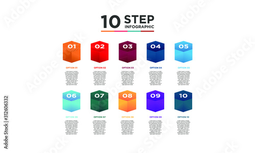 10 step infographic element. Business concept with ten options and number, steps or processes. data visualization. Vector illustration.