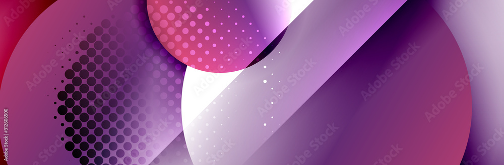 Dynamic trendy geometrical abstract background. Circles, round shapes 3d shadow effects and fluid gradients. Modern overlapping round forms Dynamic trendy geometrical abstract background. Circles, round shapes 3d shadow effects and fluid gradients. Modern overlapping round forms