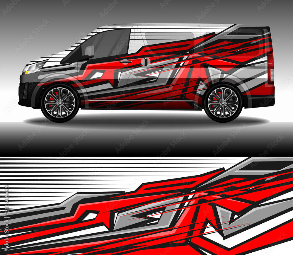 Fototapeta Wrap car decal design vector, custom livery race rally car vehicle sticker and tinting.